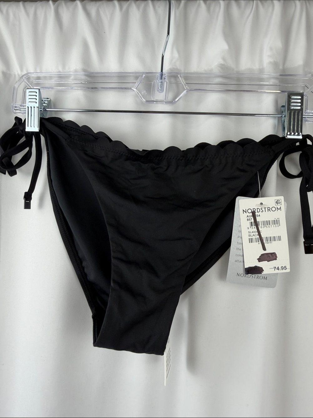 Sea Level Australia Scalloped Side-Tie Bikini Bottoms – Black – US 4 NWT